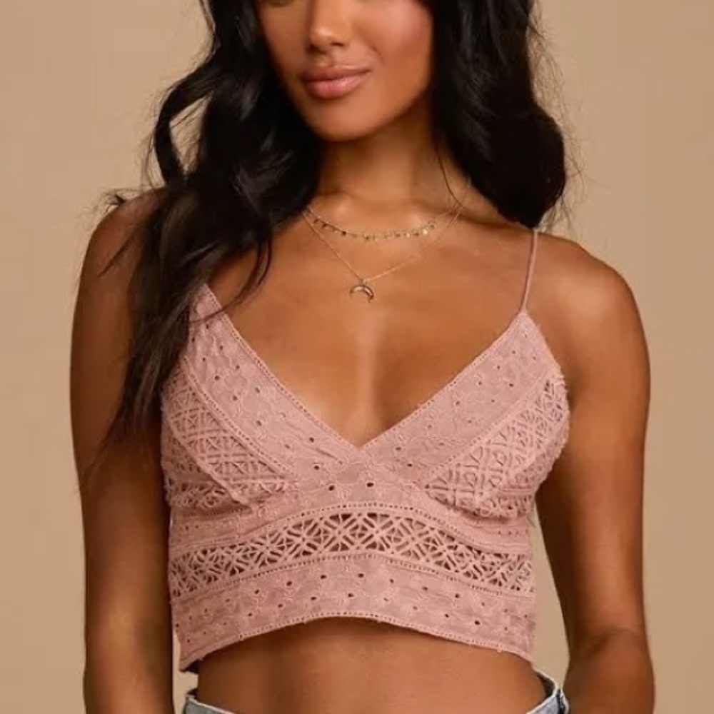 Free People Carina Bralette Size Medium Desert Rose Pink Color